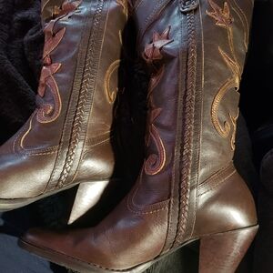Brown Western Embroidered Boots MADE IN BRAZIL
